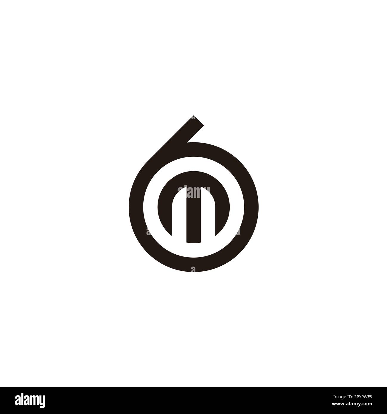 Letter m in 6, circle geometric symbol simple logo vector Stock Vector