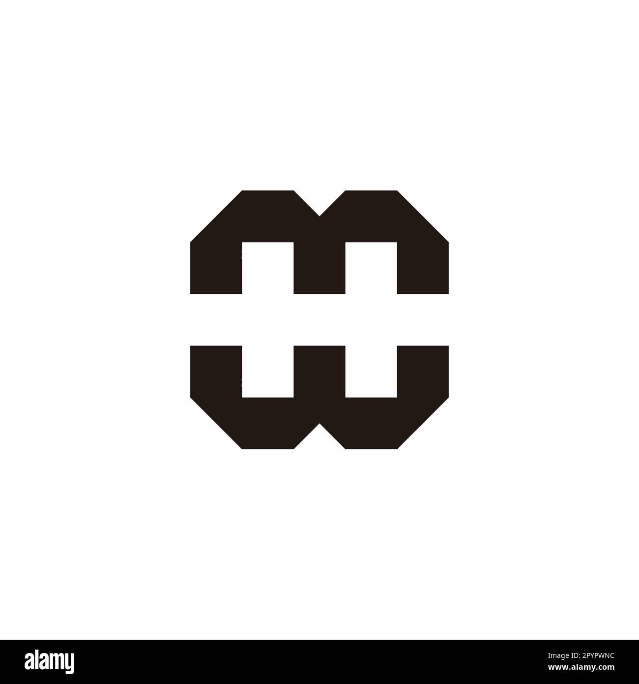 Letter m and w, letter H square, unique geometric symbol simple logo