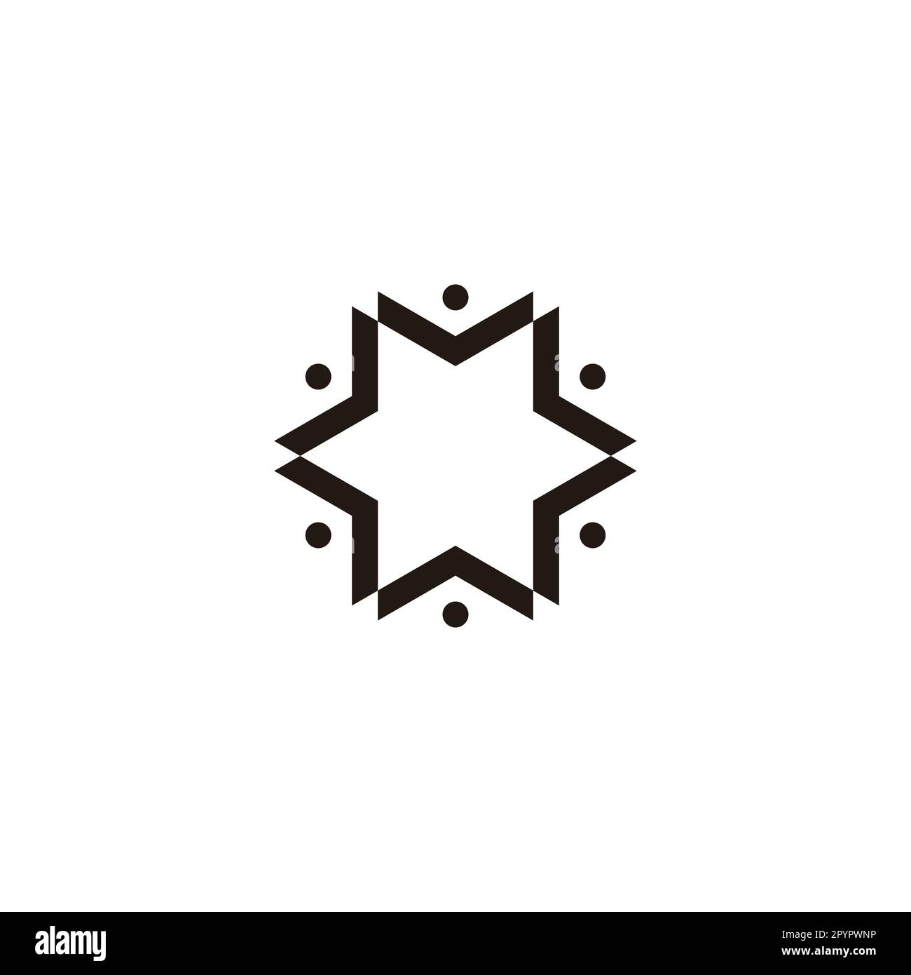 Six people, team work geometric symbol simple logo vector Stock Vector