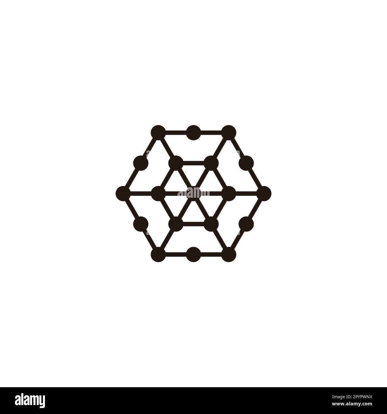Hexagons, molecules, snowflake geometric symbol simple logo vector Stock Vector