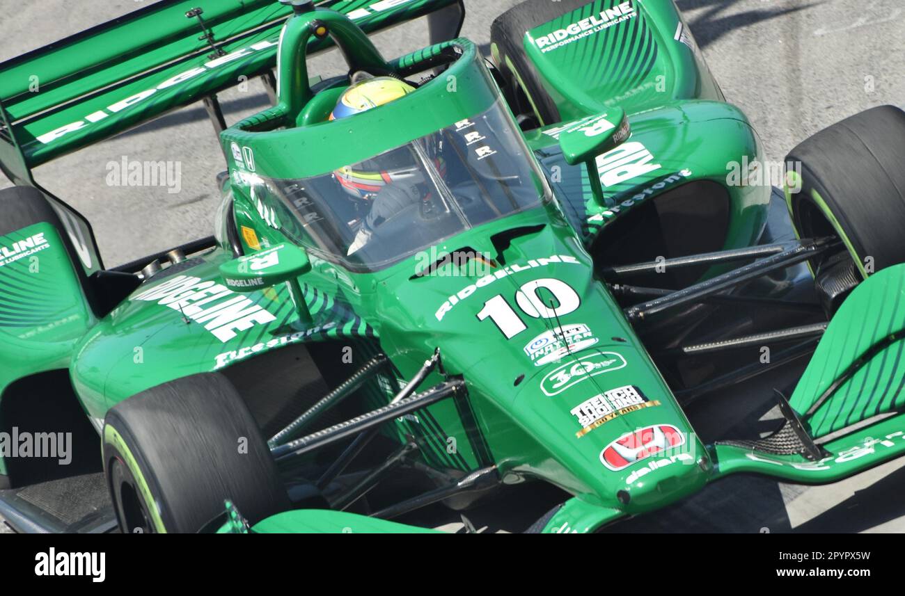IndyCar driver Alex Palou competing in the Long Beach Grand Prix in Chip Ganassi Racing's No. 10 car. Stock Photo