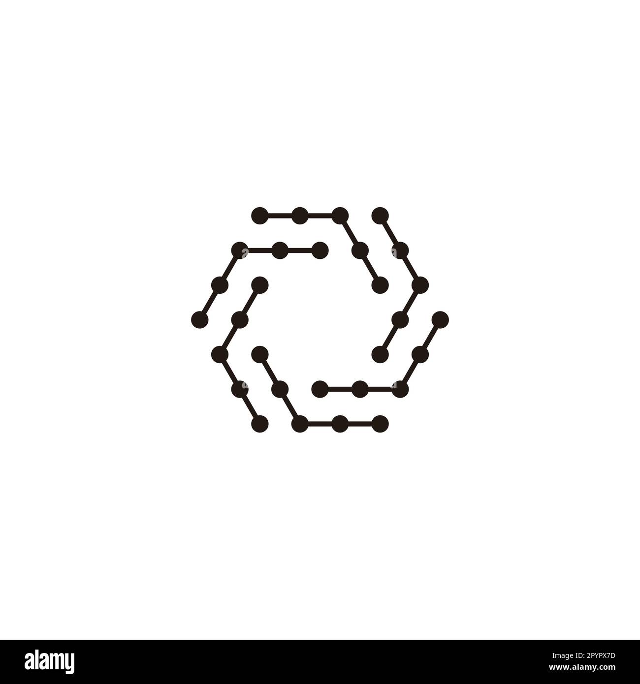 Line molecules, rounded hexagon geometric symbol simple logo vector Stock Vector