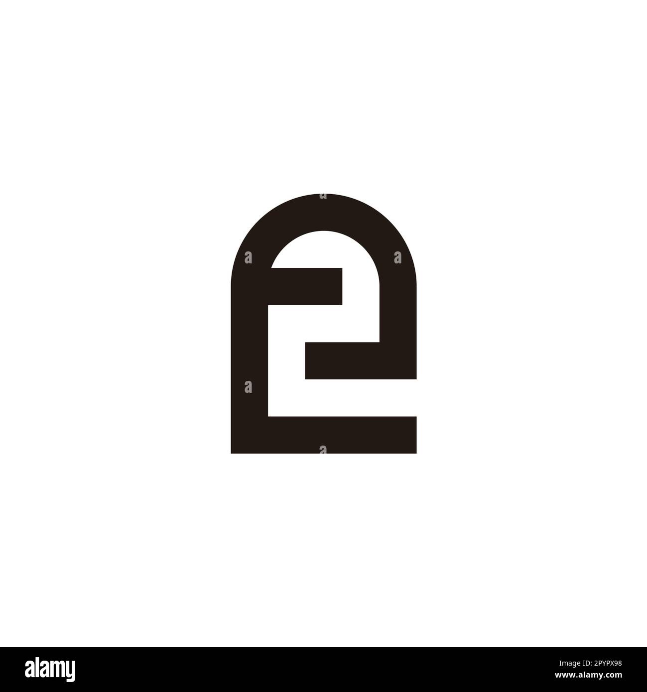 Letter e number 2 outline geometric symbol simple logo vector Stock