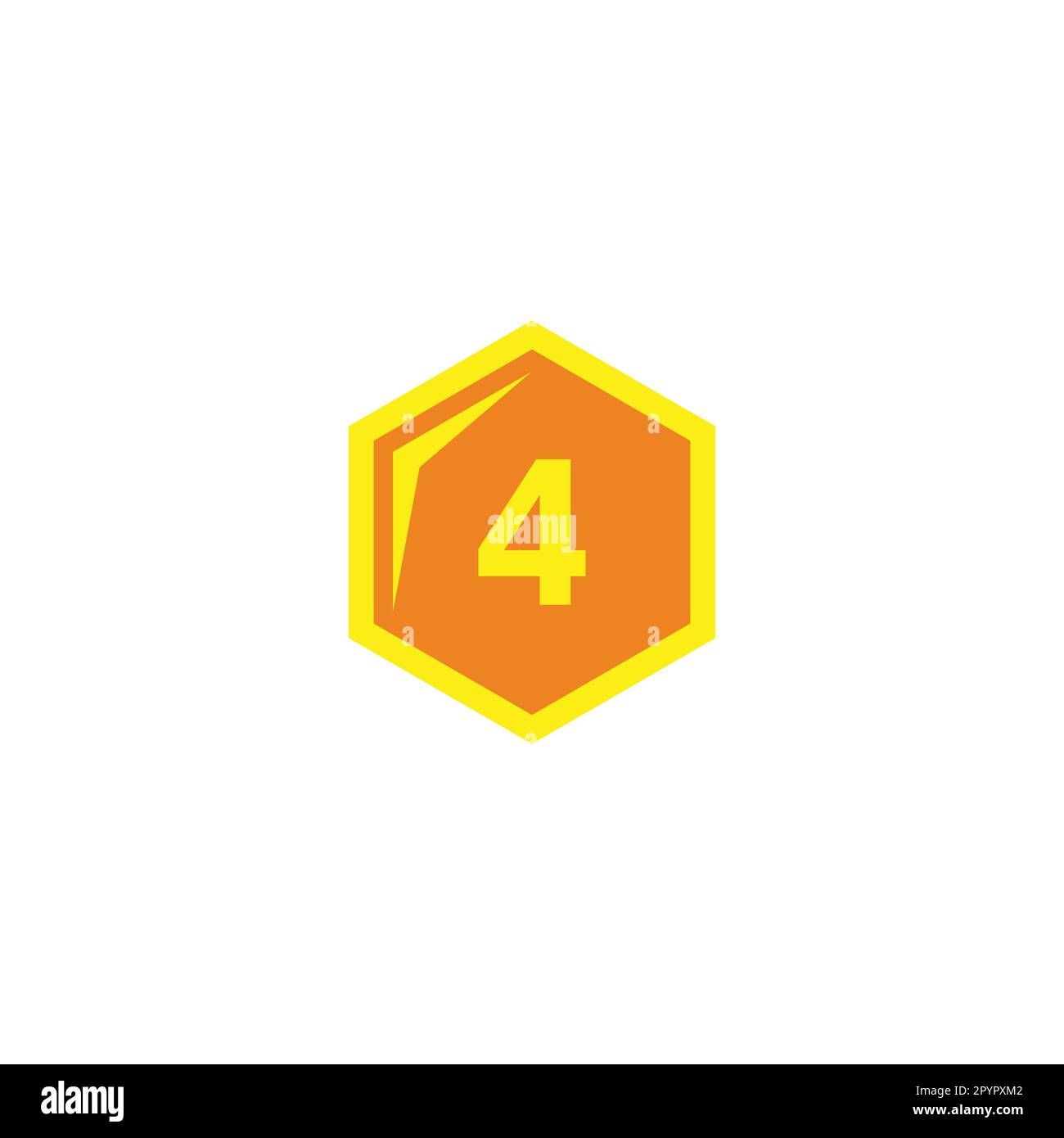 Number 4 hexagon, gold geometric symbol simple logo vector Stock Vector