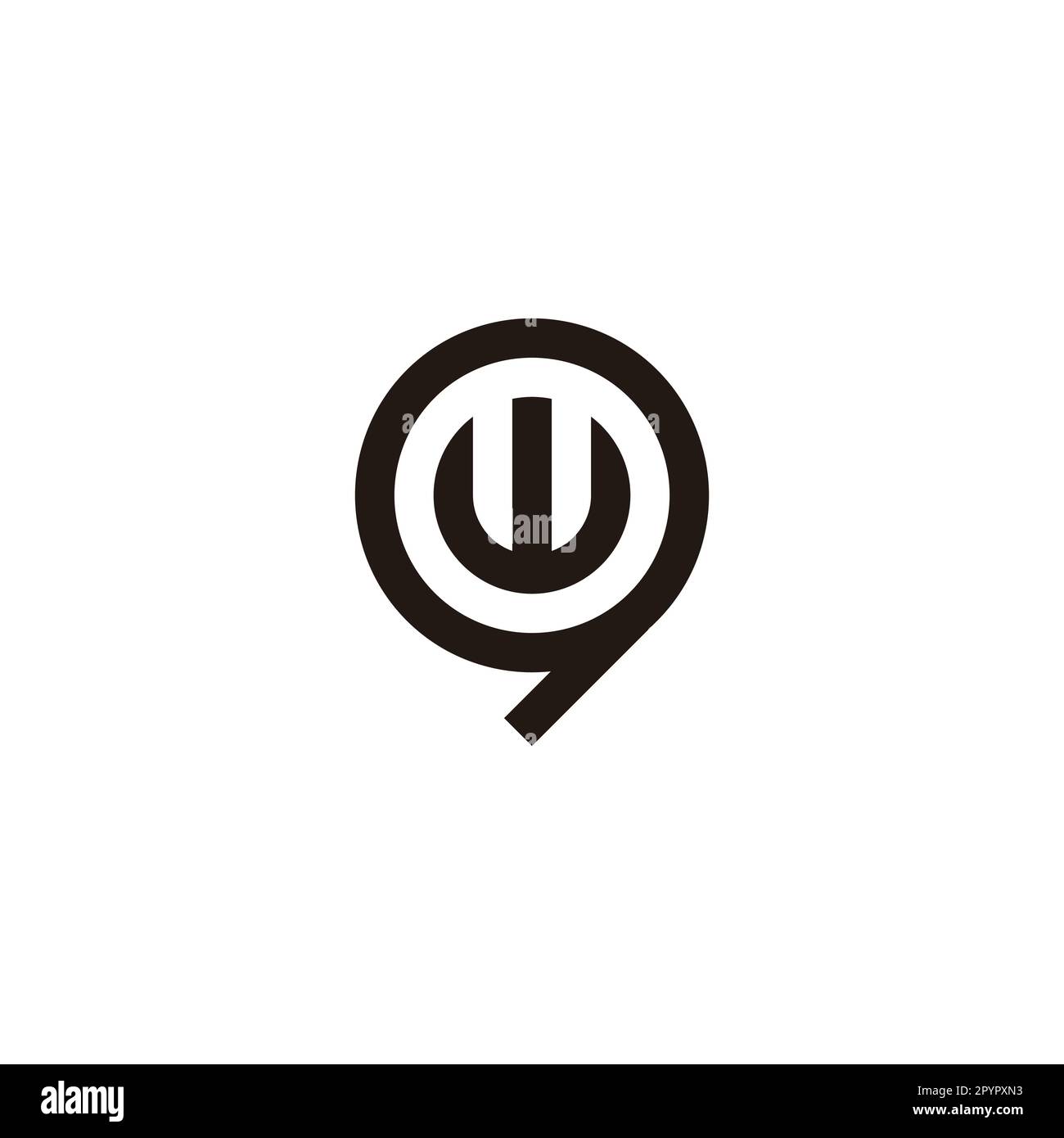 Letter w in 9, circle geometric symbol simple logo vector Stock Vector