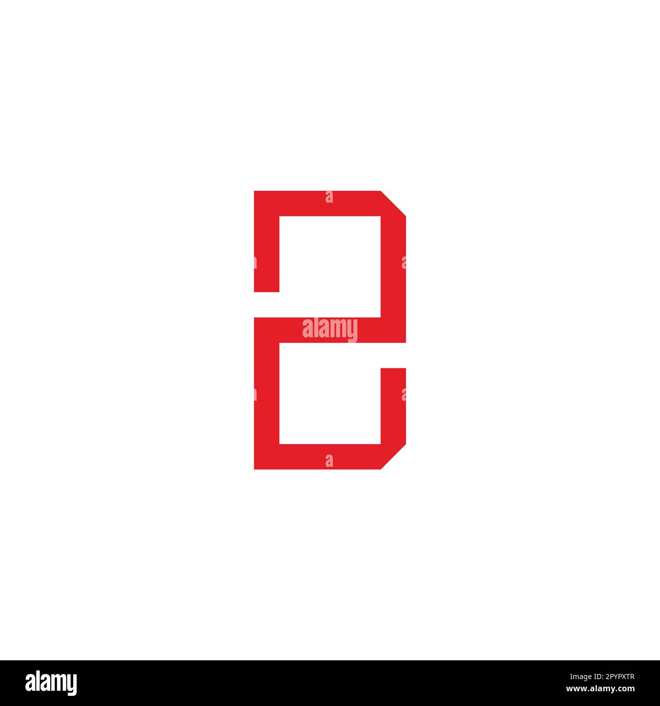 Number 2 shaped letter D, square geometric symbol simple