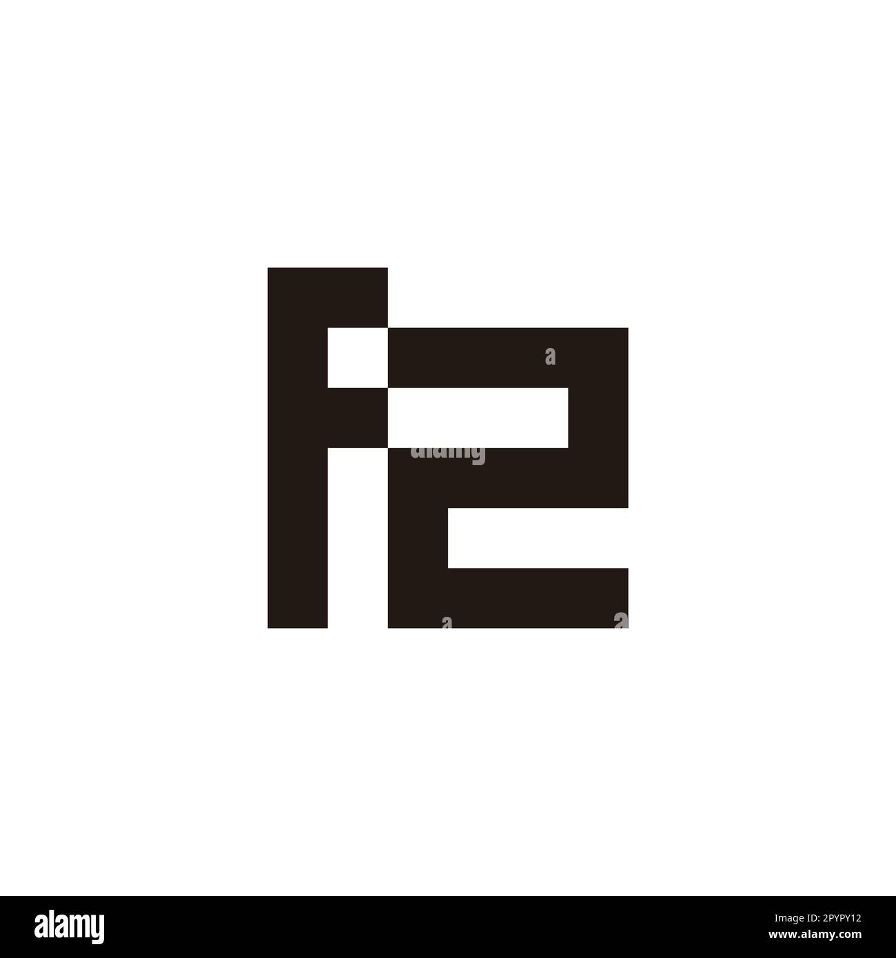 Letter F number 2 square, unique geometric symbol simple logo vector ...