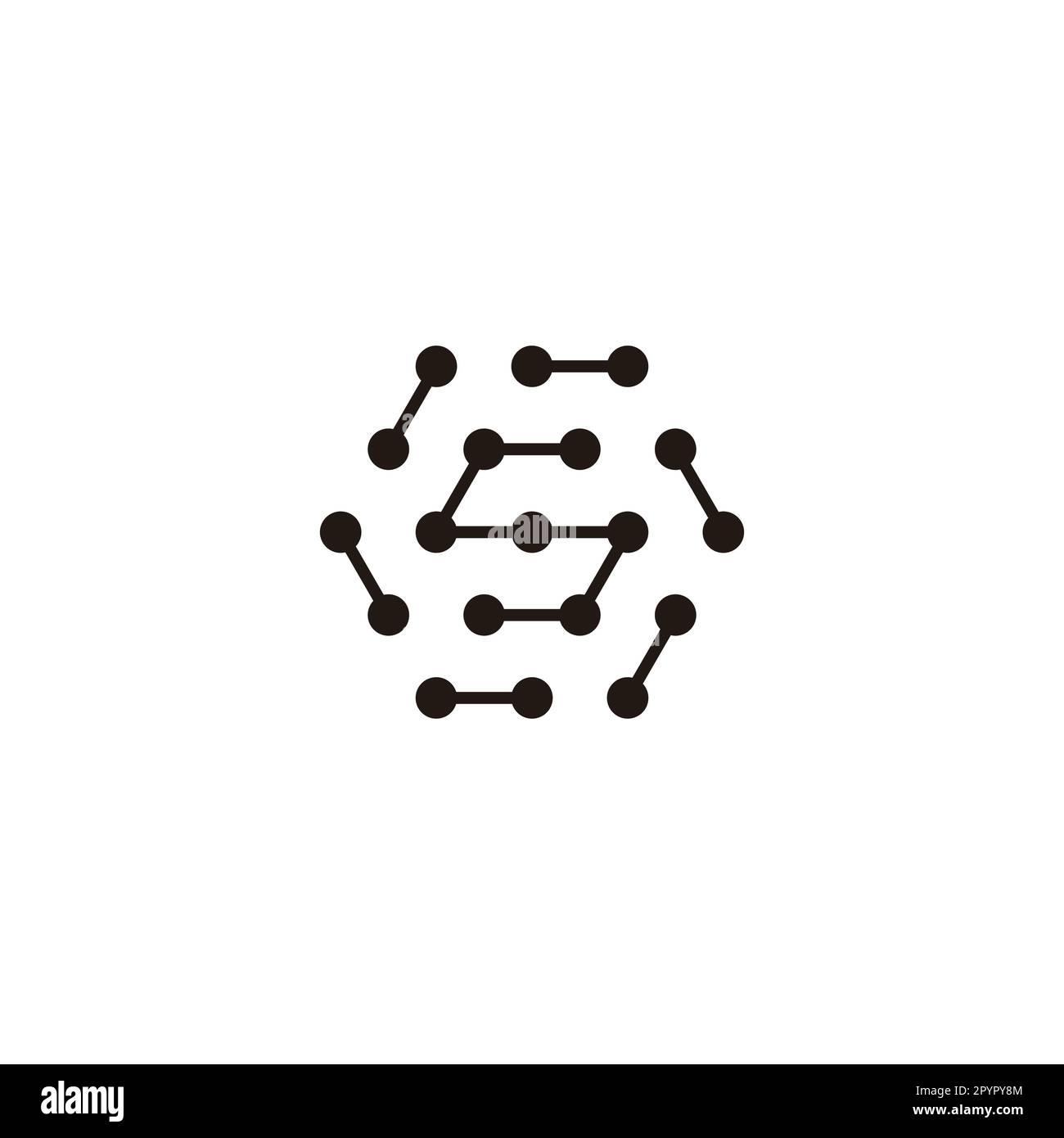 Letter S hexagon, molecules rounded geometric symbol simple logo vector Stock Vector