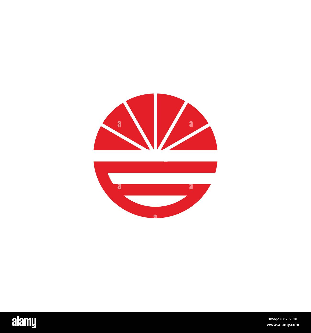 Number 6 sunset, circle, line geometric symbol simple logo vector Stock Vector