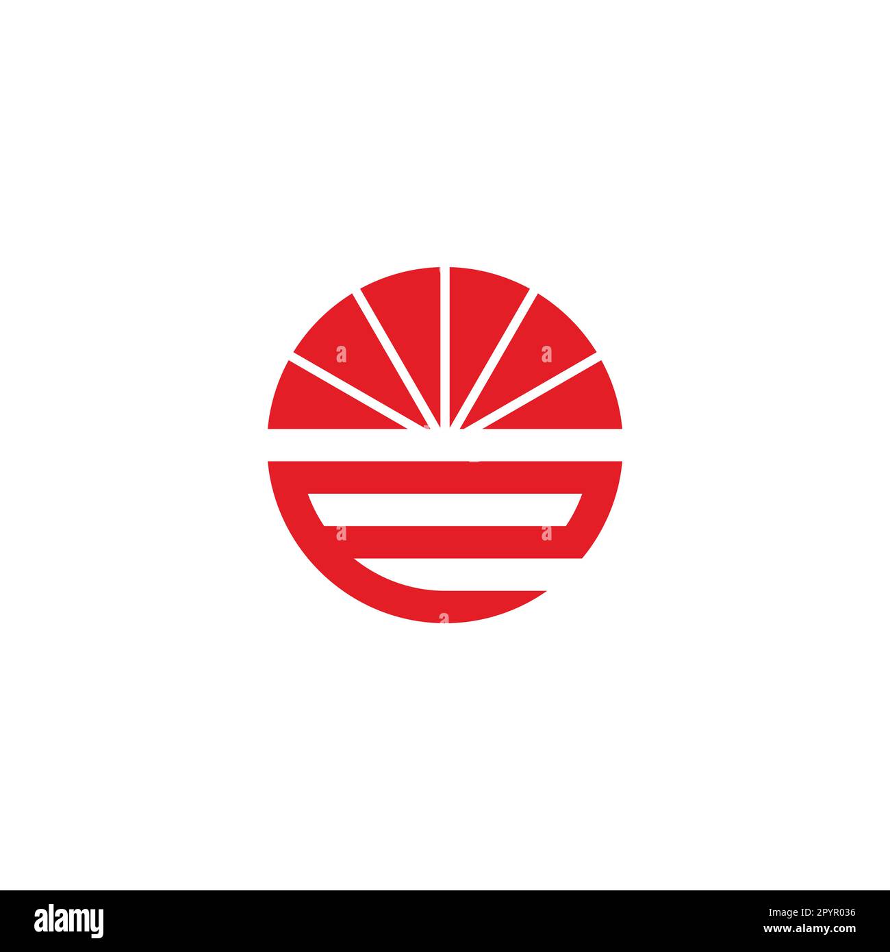 Letter e sunset, circle geometric symbol simple logo vector Stock Vector