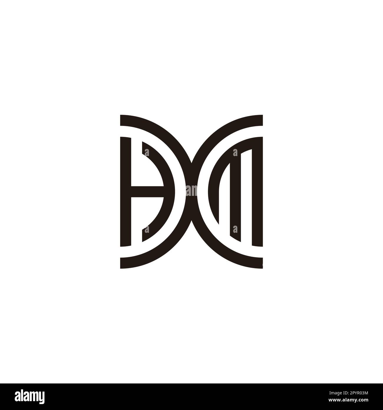 Letter HXM curve geometric symbol simple logo vector Stock Vector Image