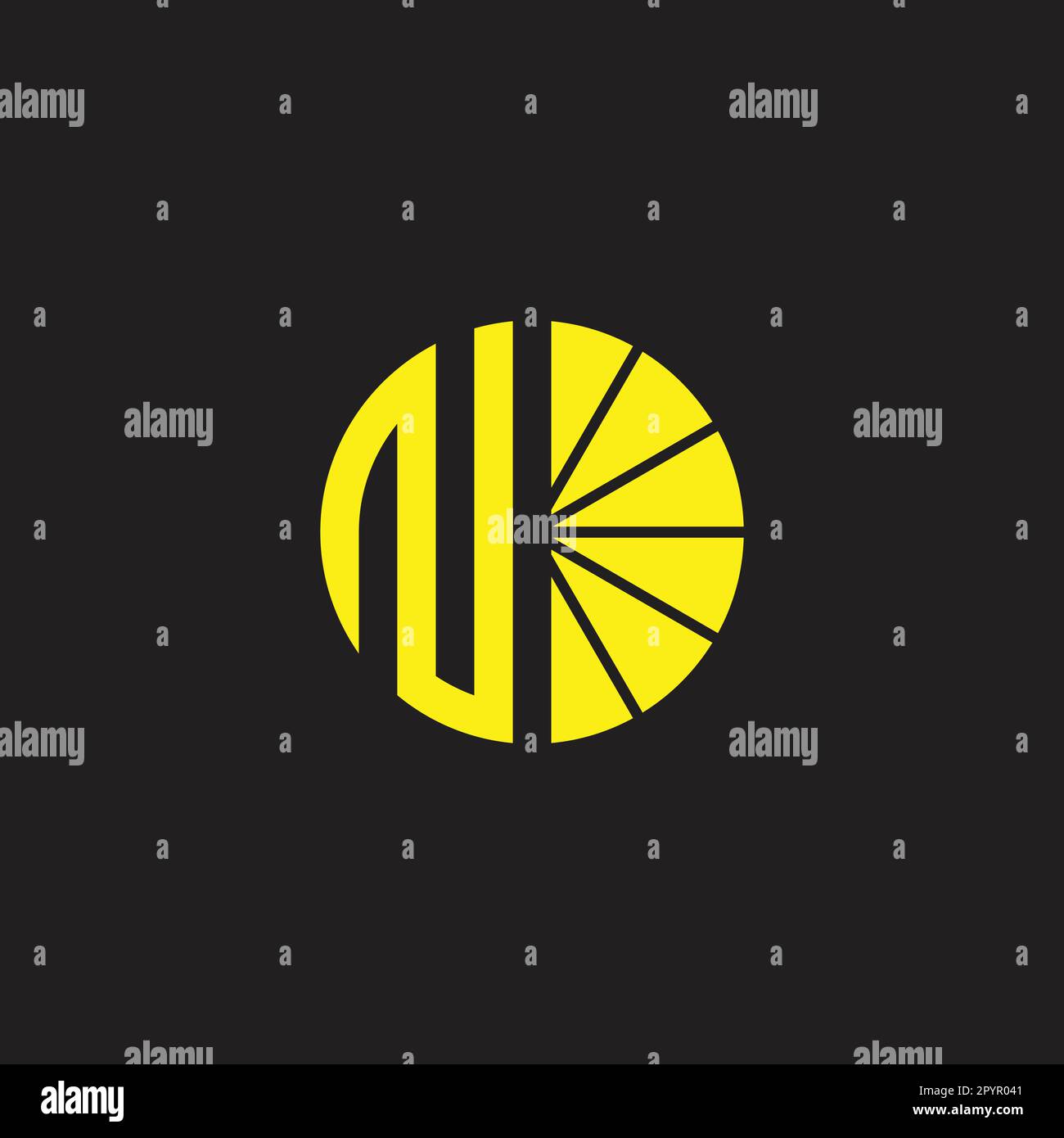Letter N lemon, fruit geometric symbol simple logo vector Stock Vector