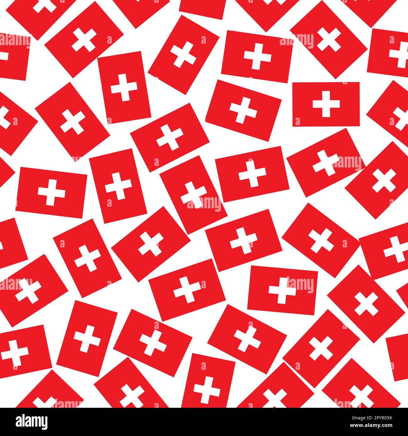 Bright pattern with flags of Swiss for holidays. Illustration with flags of Switzerland Stock