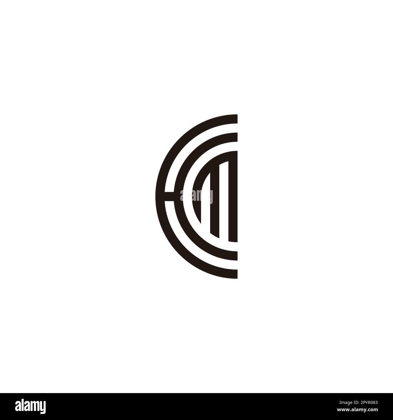 Letter HM semicircle geometric symbol simple logo vector Stock Vector