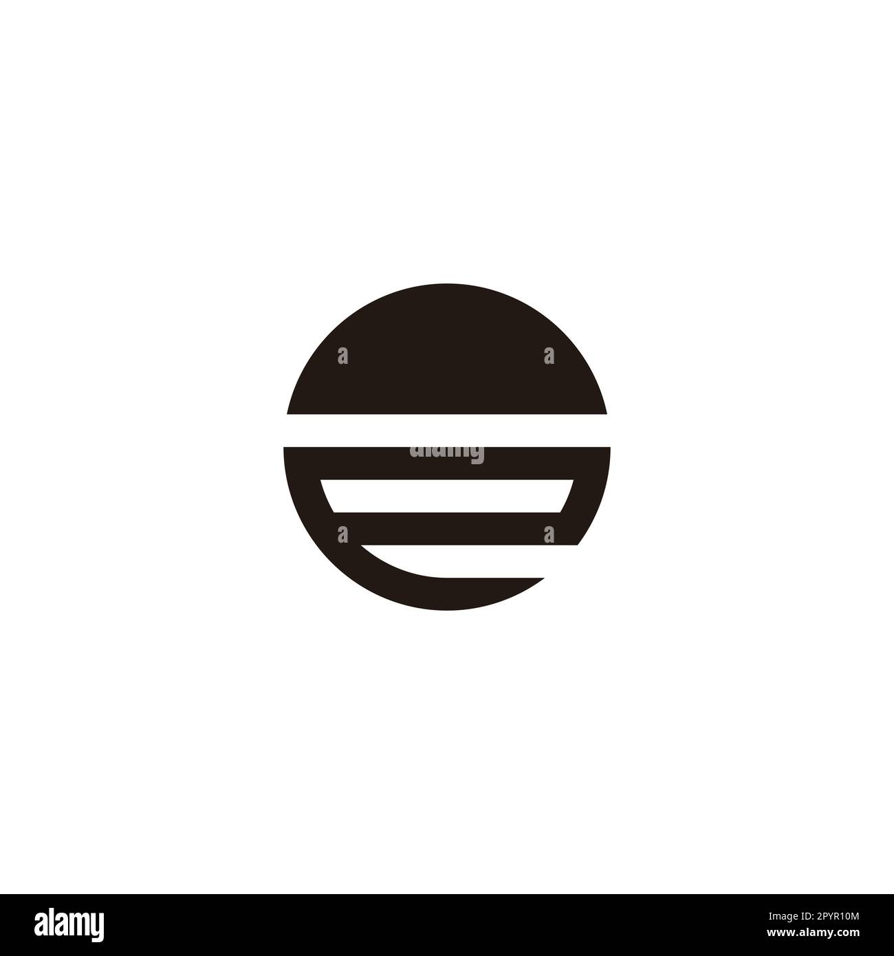 Letter e sunset, circle geometric symbol simple logo vector Stock Vector