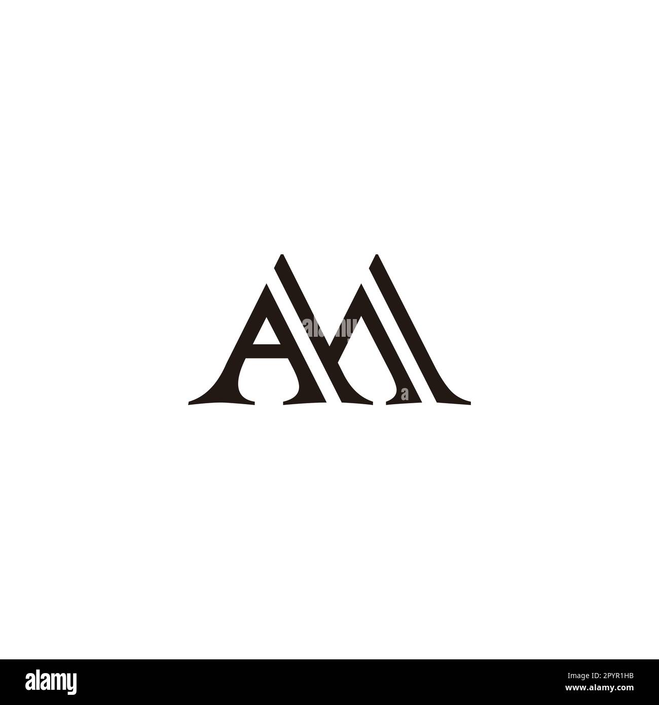Letter A, h and M lines geometric symbol simple logo vector Stock Vector