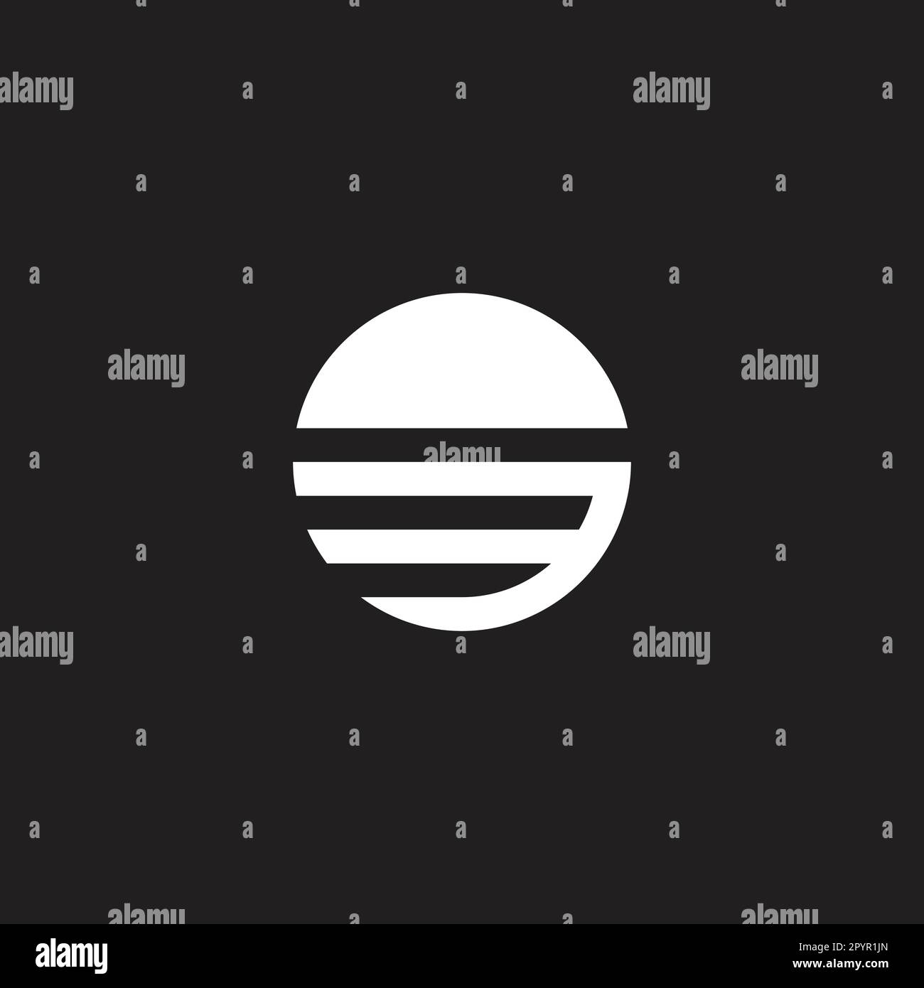 Number 3 sunset, circle geometric symbol simple logo vector Stock Vector