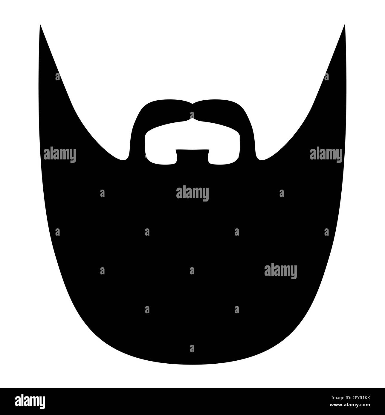 Full Beard long length style men illustration Facial hair mustache. Vector black male Fashion template flat barber collection set. Stylish hairstyle isolated outline on white background. Stock Vector