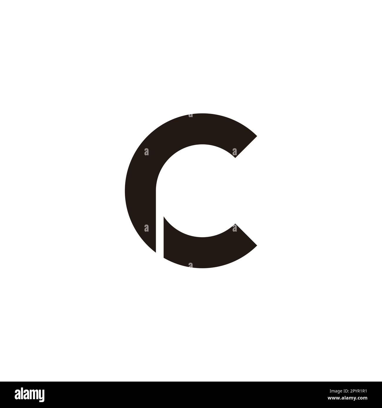 Letter rc cr r c outline, circle geometric symbol simple logo vector Stock Vector