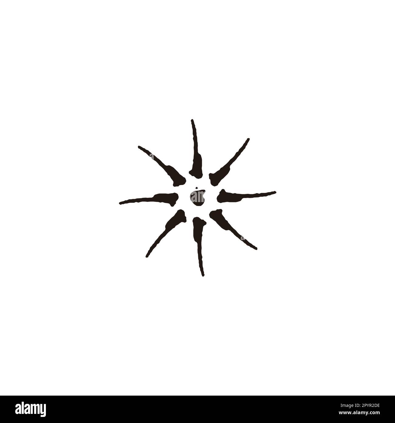 Sun, illustration, ink geometric symbol simple logo vector Stock Vector