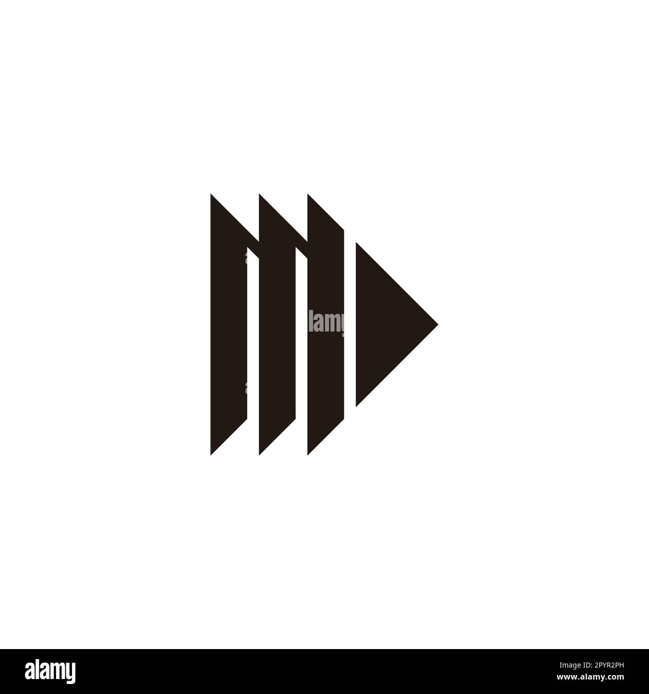 Letter m direction, right geometric symbol simple logo vector Stock Vector