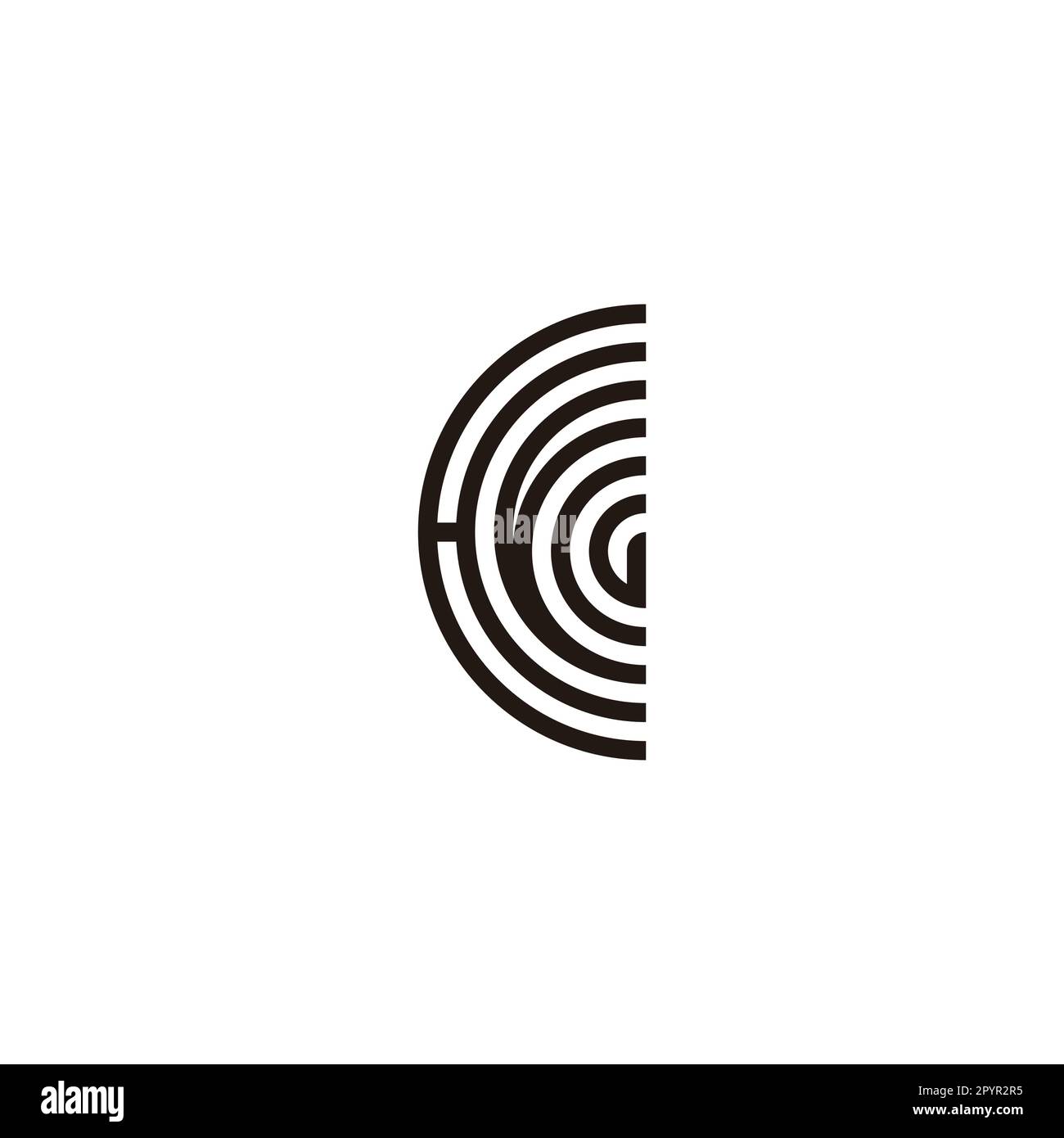 Letter H, F, C and G, semicircle geometric symbol simple logo vector ...