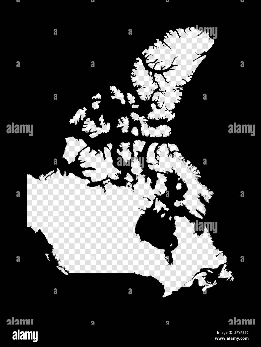 Stencil map of Canada. Simple and minimal transparent map of Canada