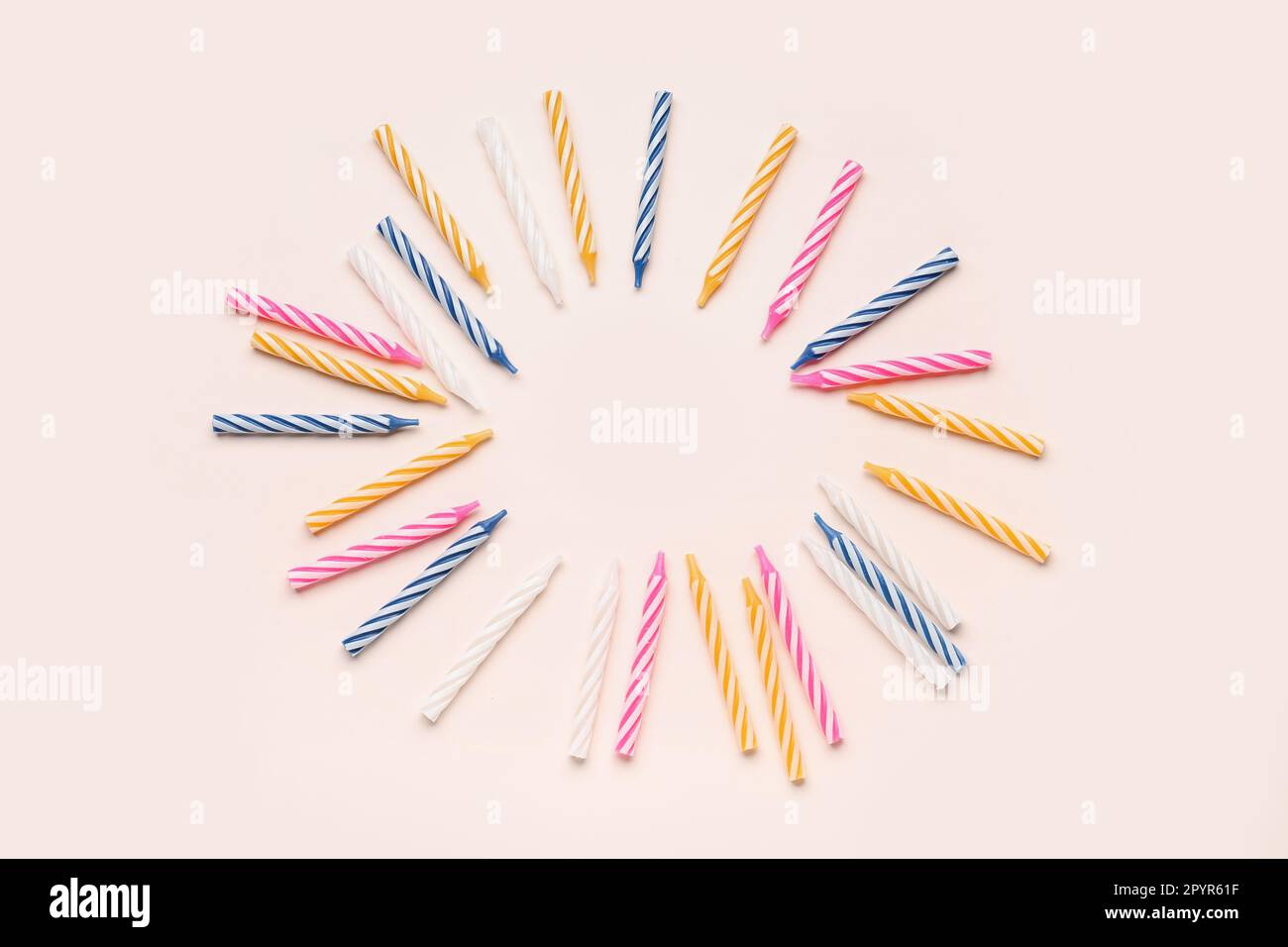 Frame made of colorful birthday candles on pink background Stock Photo ...