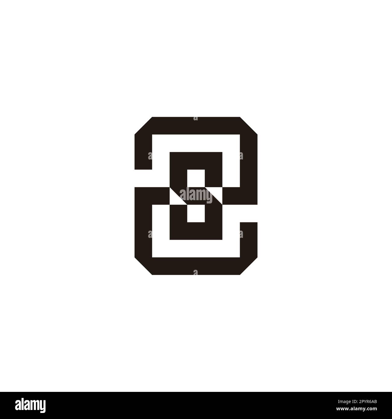Letter S, number 2 square geometric symbol simple logo vector Stock Vector