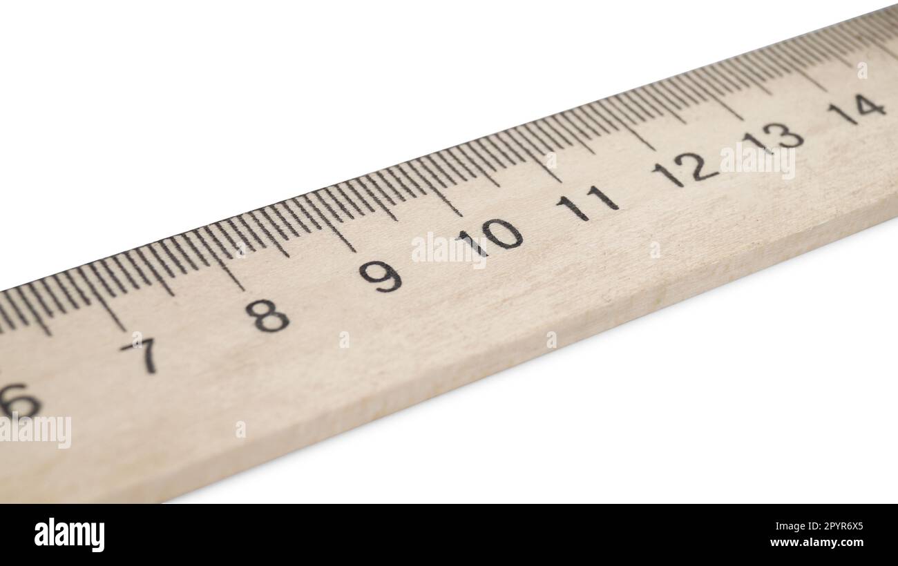 One wooden ruler isolated on white, closeup view Stock Photo - Alamy