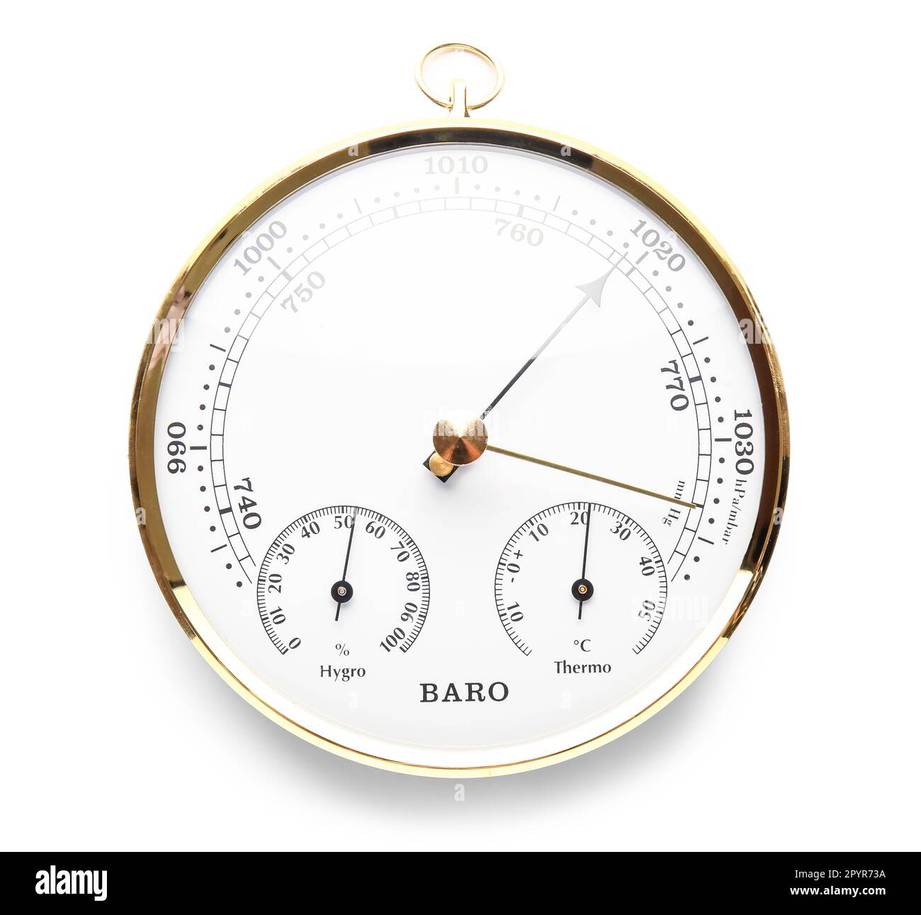 Aneroid barometer isolated on white background Stock Photo Alamy