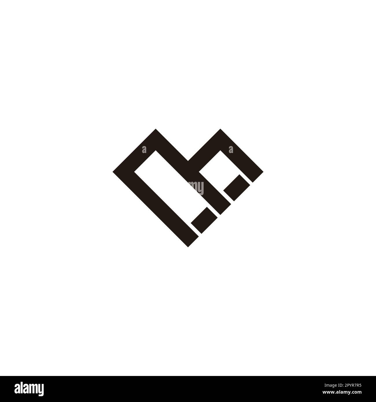 Letter m heart square geometric symbol simple logo vector Stock Vector