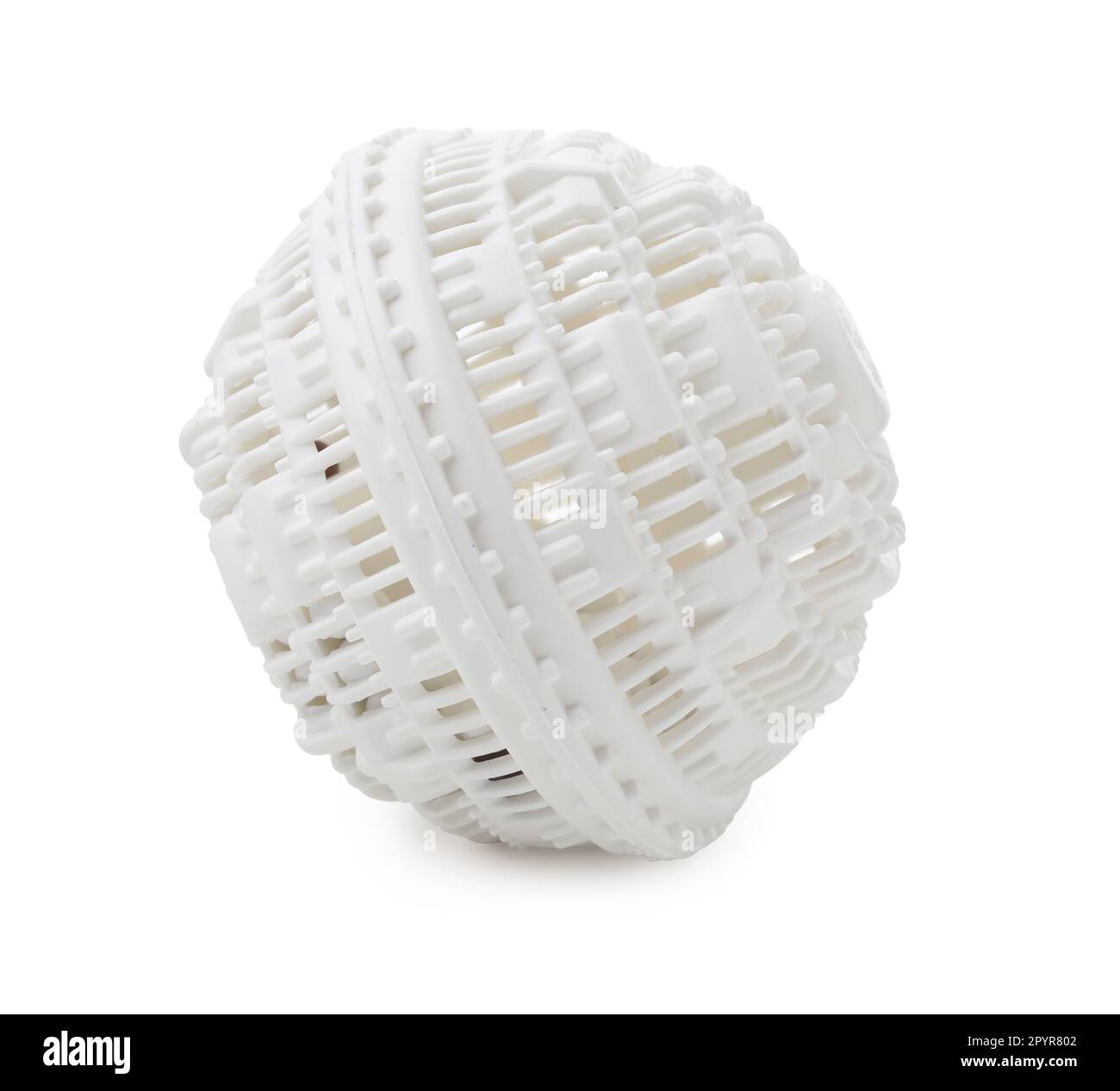 Dryer ball for washing machine isolated on white. Laundry detergent