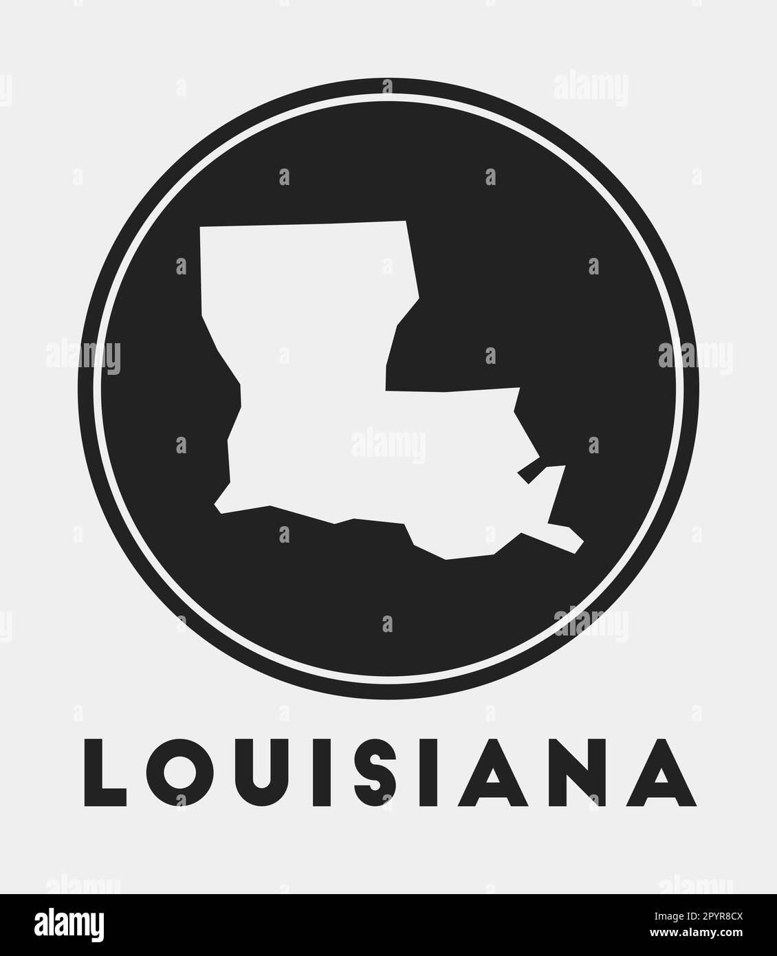 Louisiana icon. Round logo with US state map and title. Stylish Louisiana badge with map. Vector illustration. Stock Vector