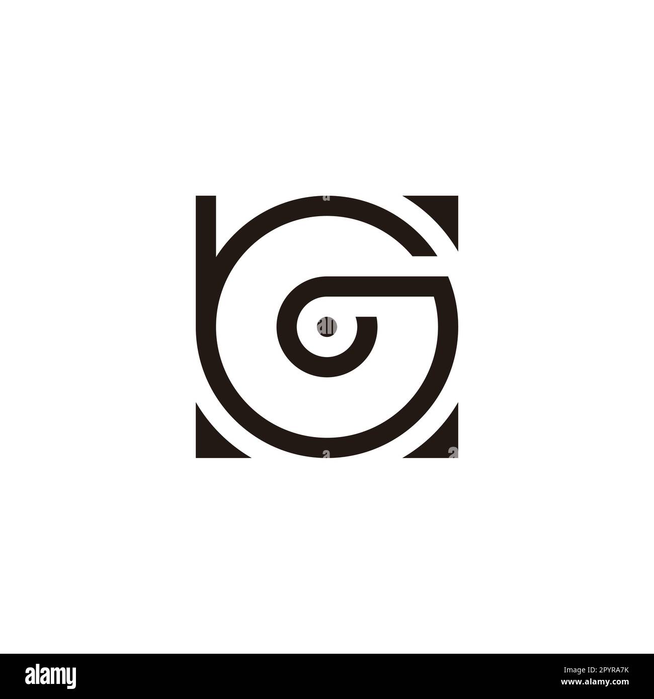 Letter b and G circle, square geometric symbol simple logo vector Stock