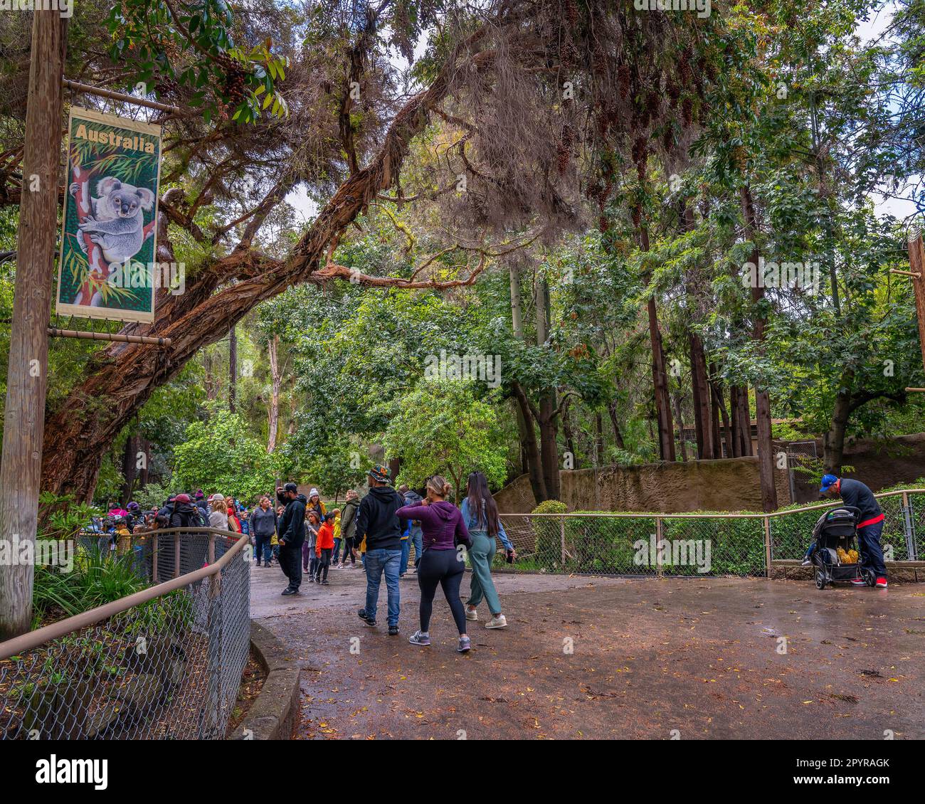 May 4, 2023, Los Angeles, CA, USA: Visitors walk the pathways at the Los Angeles Zoo in Los Angeles, CA. Stock Photo