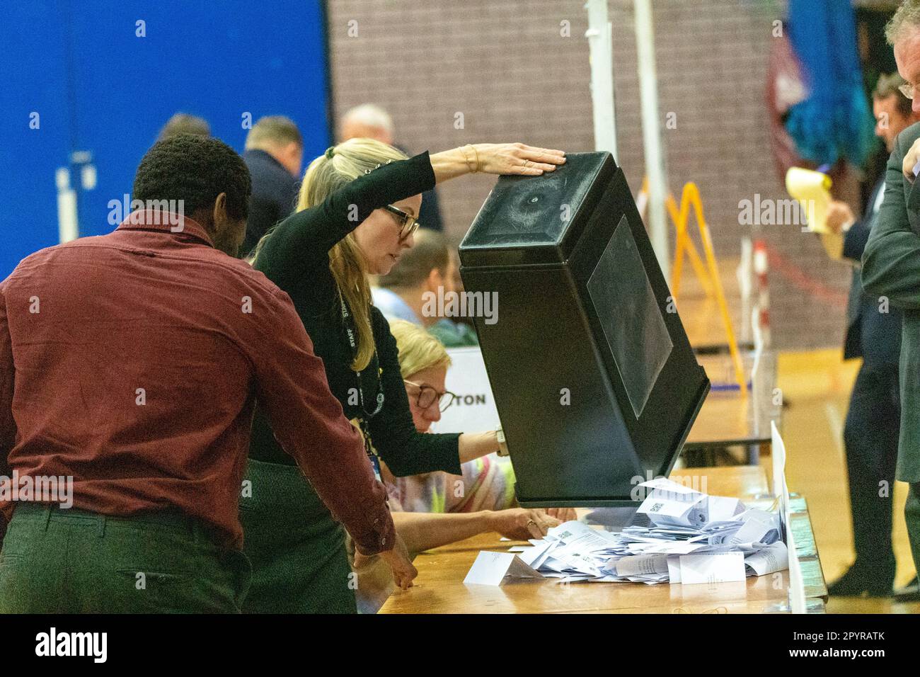 Brentwood Essex 05 May 2023 Local election count at Brentwood Essex The