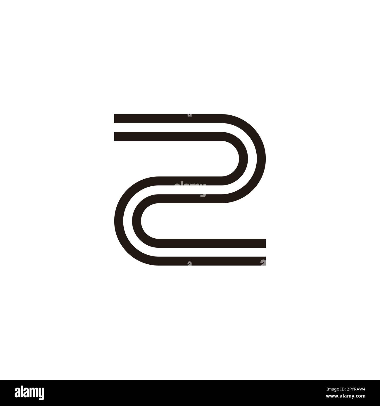 Number 2 line, curve geometric symbol simple logo vector Stock Vector ...