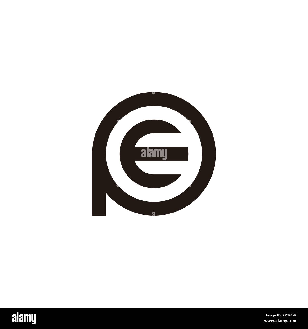 Letter E in P, circle geometric symbol simple logo vector Stock Vector