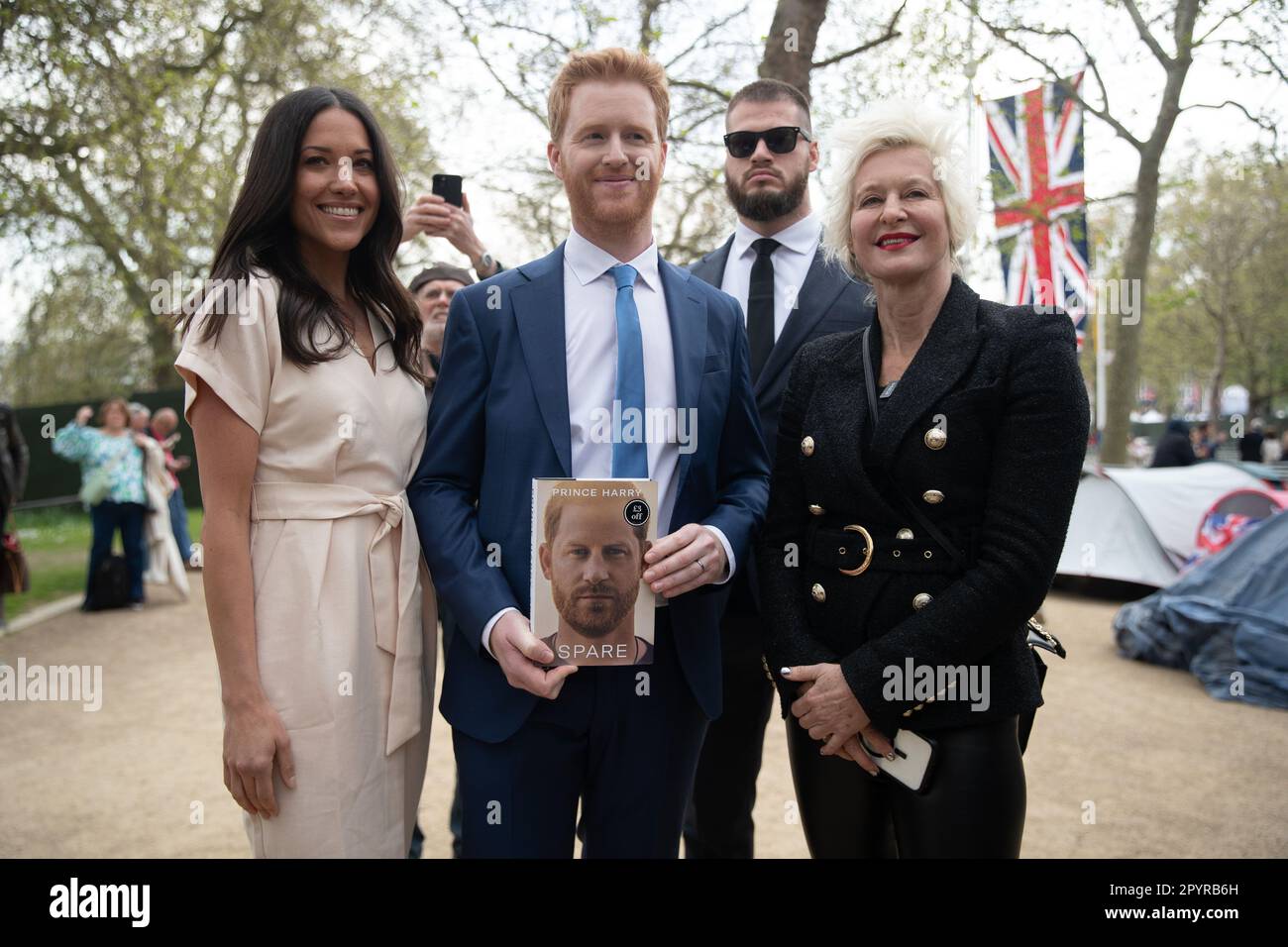 London, UK. 4th May, 2023. UK, Artist Alison Jackson brings Harry and Meghan lookalikes to The Mall, London ahead of King Charles III Coronation on the 6th May 2023. Credit: Lucy North/Alamy Live News Stock Photo