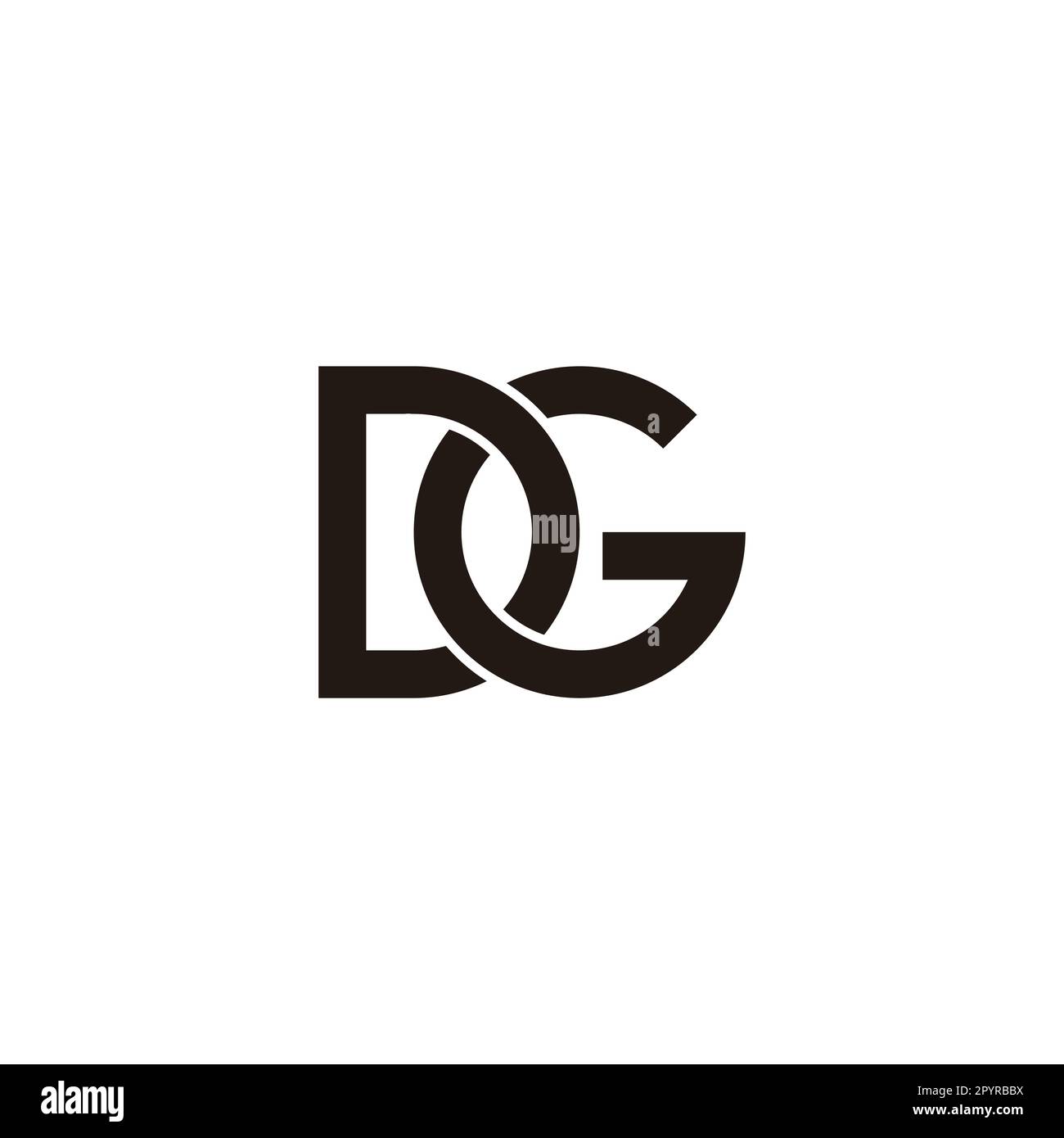 Letter D and G circle, outline geometric symbol simple logo vector