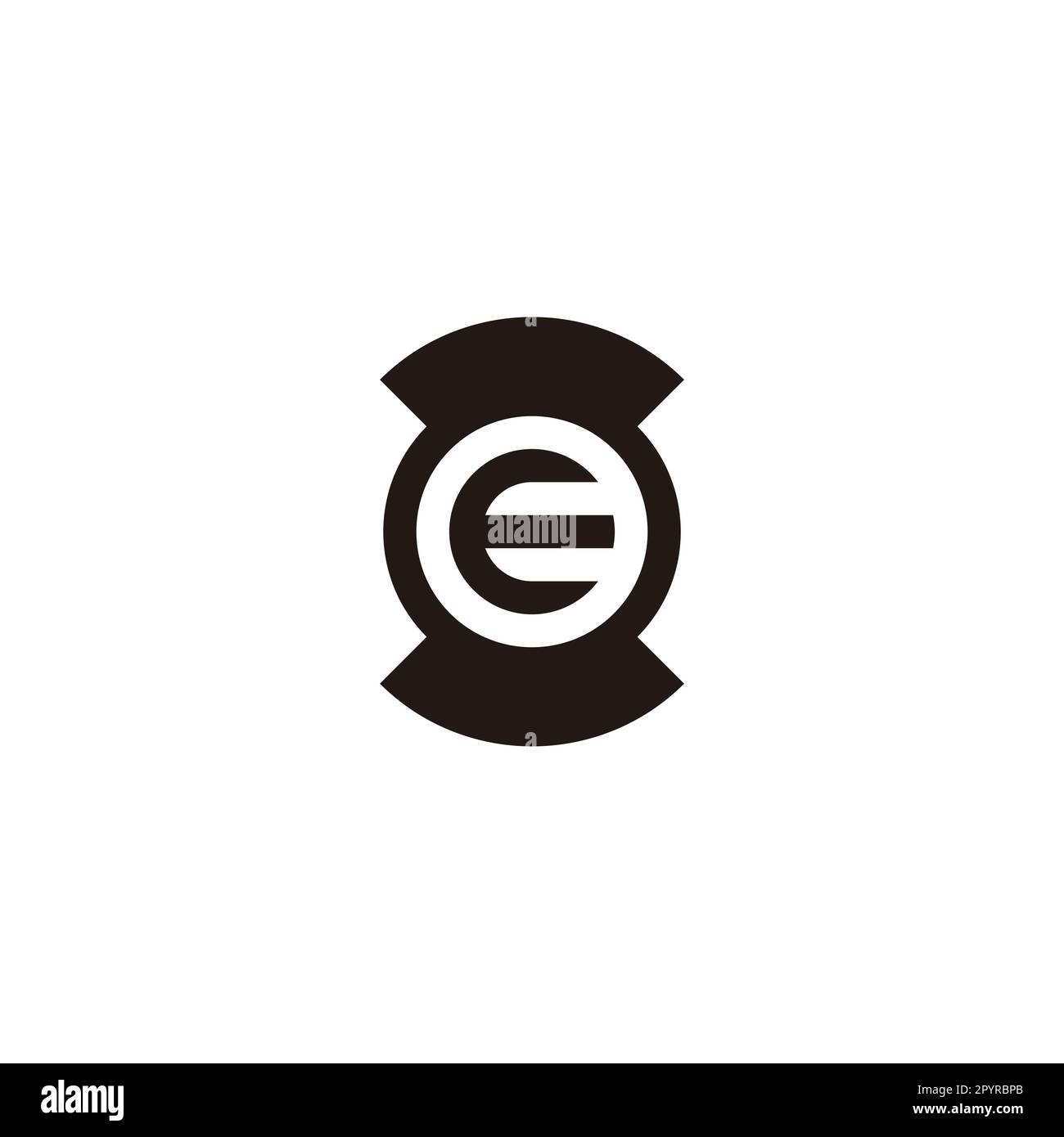 Letter E hourglass, circle geometric symbol simple logo vector Stock Vector