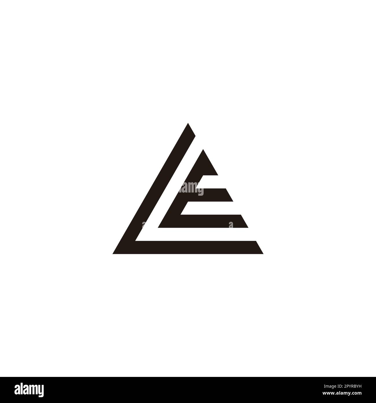 Letter L and E triangle geometric symbol simple logo vector Stock ...