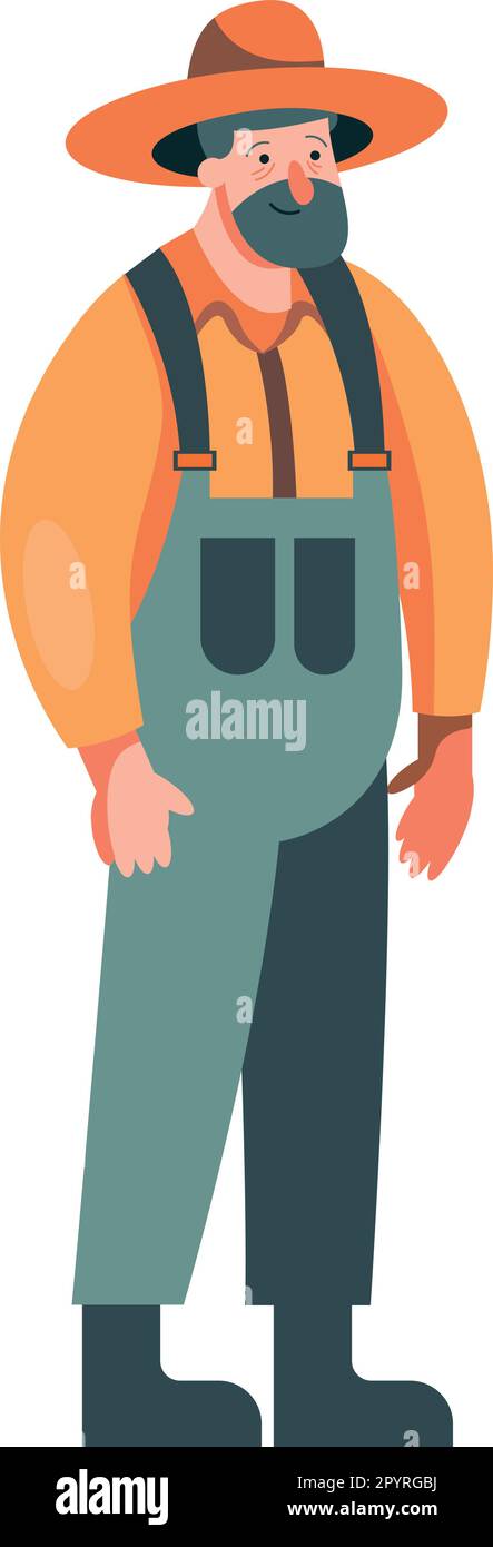 Illustrated organic farmer smiling while working over white Stock Vector