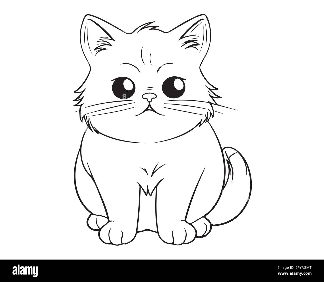 A cat in black and white silhouette line art or outline vector design. Stock Vector