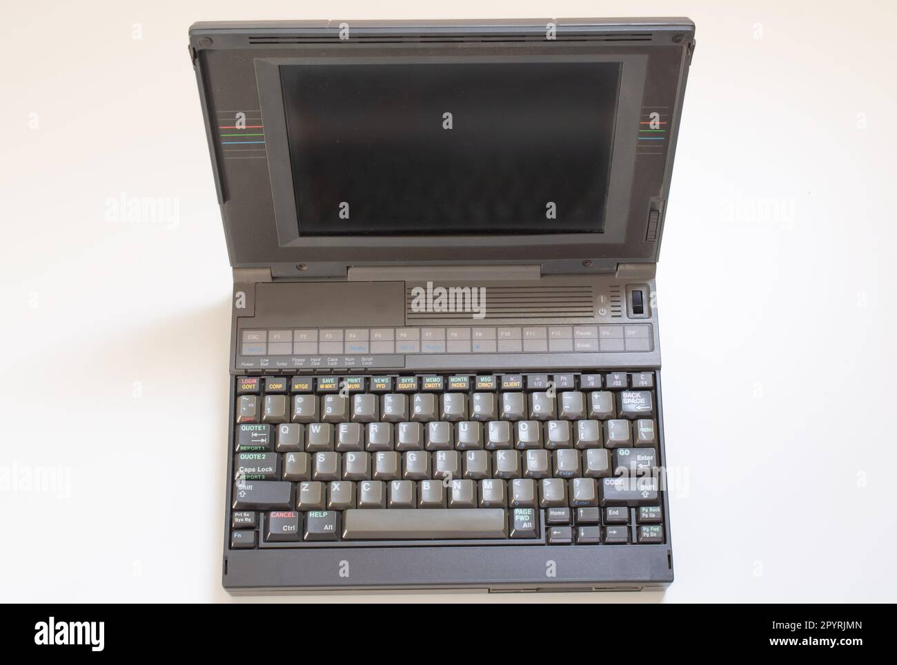 floppy disks and old laptop on a white background Stock Photo Alamy
