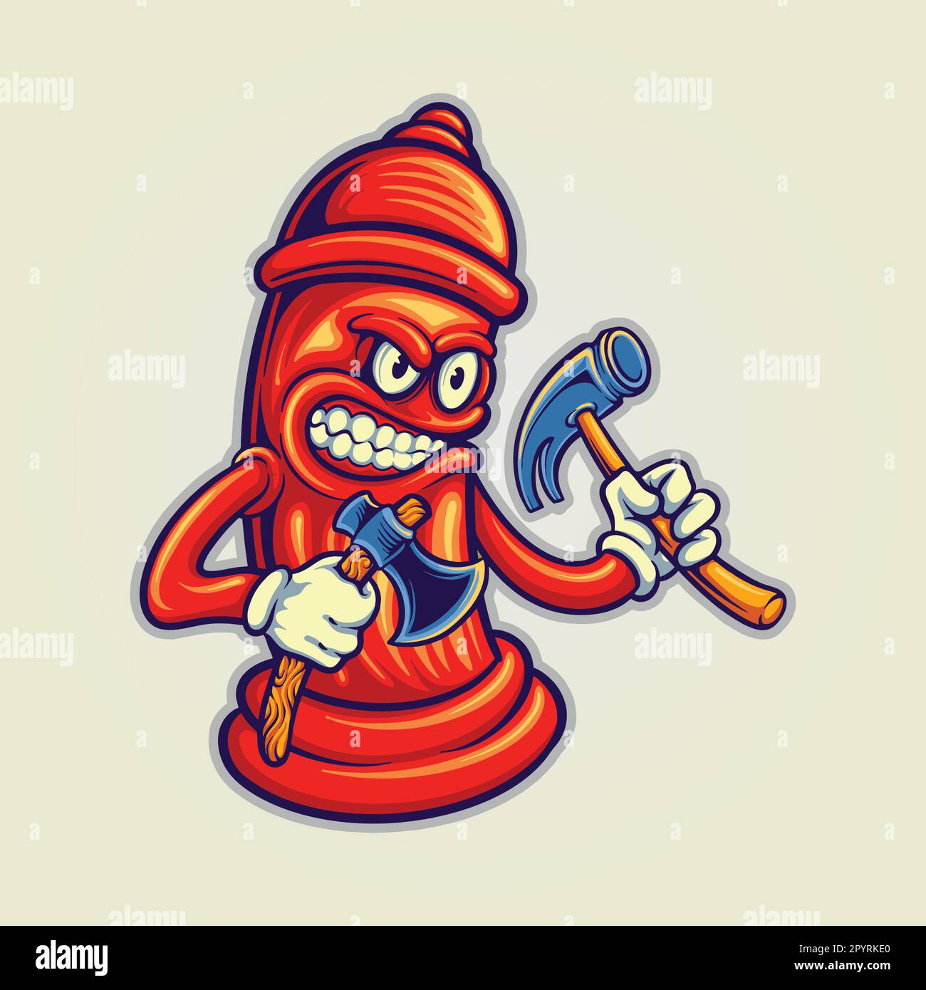 Angry hydrant pillar fire protection cartoon illustration vector for