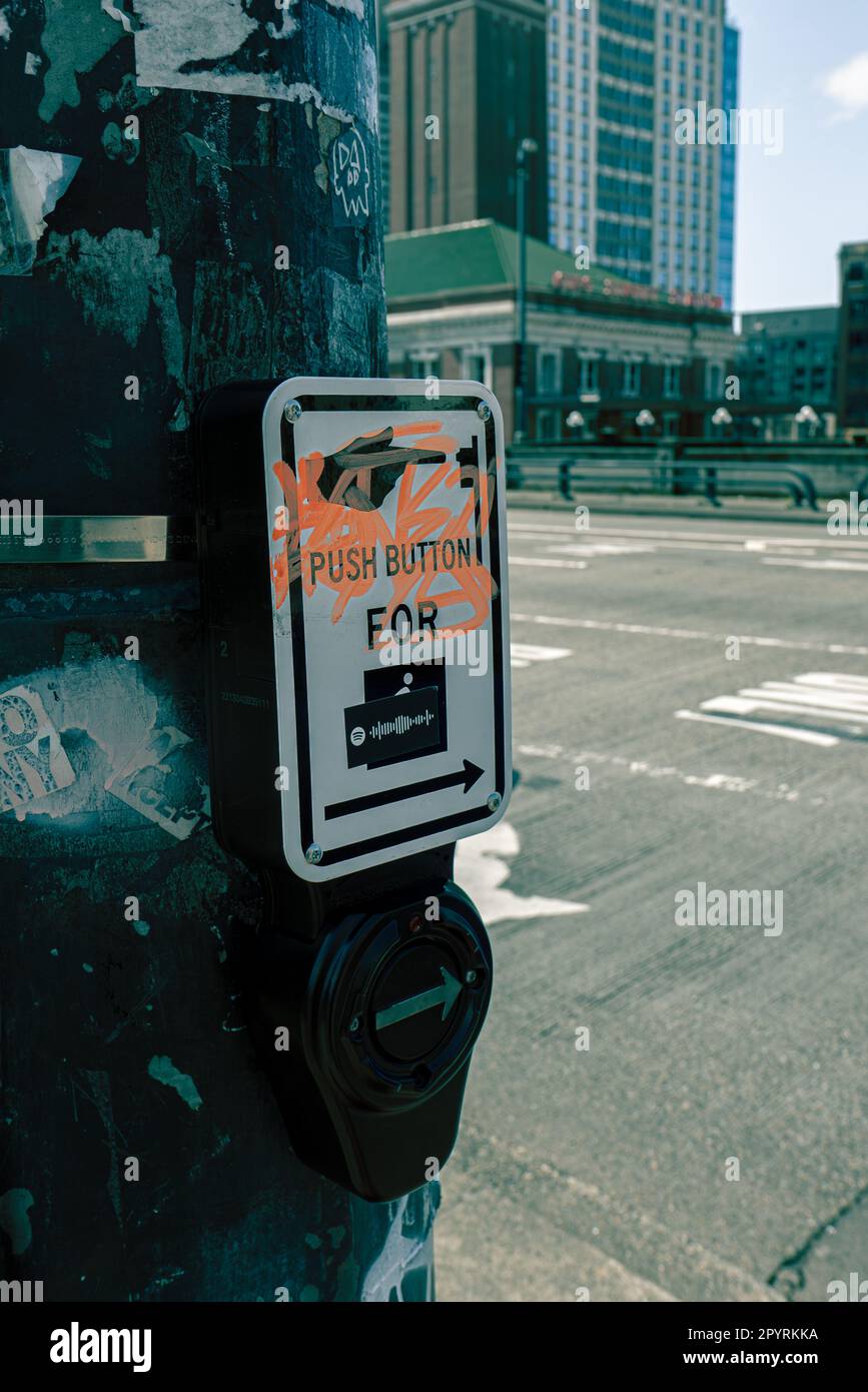 Downtown Seattle City Intersection in China Town International District Stock Photo