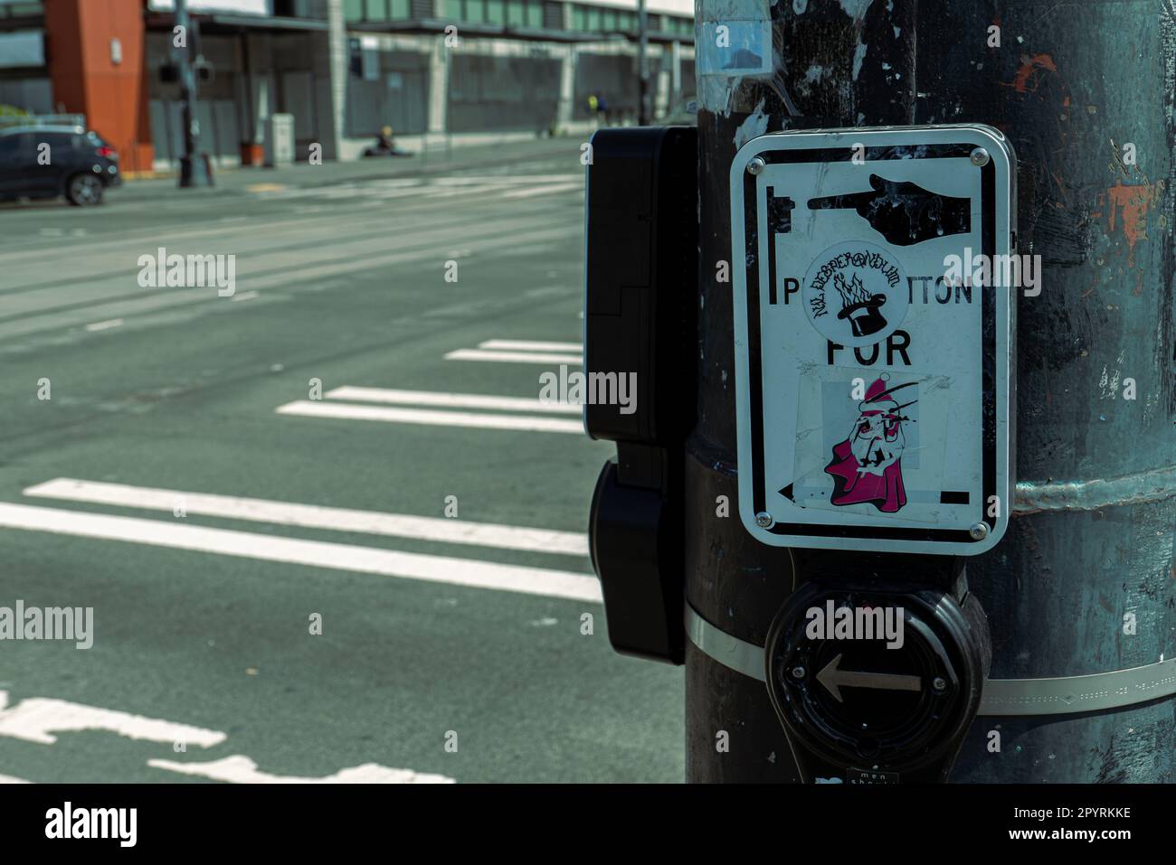 Downtown Seattle City Intersection in China Town International District Stock Photo