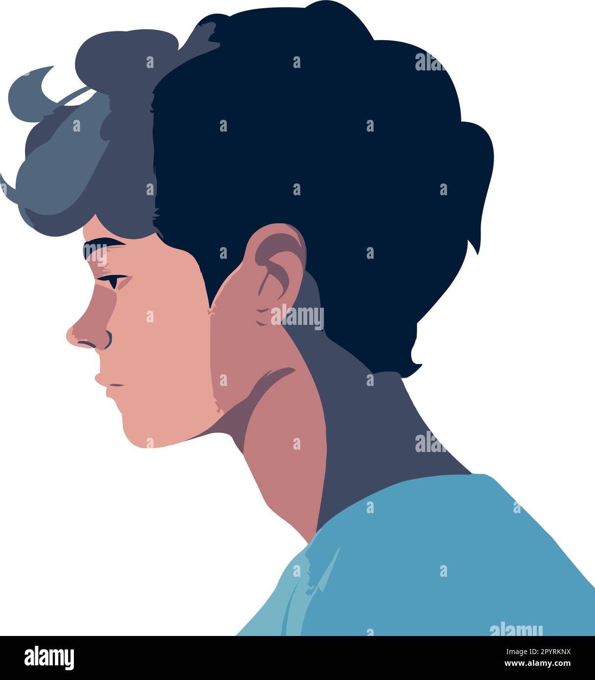 Silhouette of a fashionable young adult male over white stock vector
